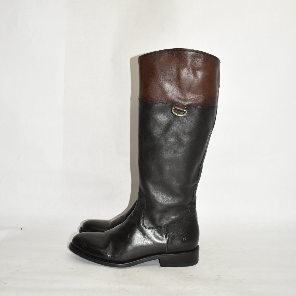 Frye Women's Black and Brown Heeled Boots - Picture 3 of 8
